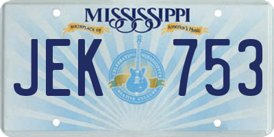 MS license plate JEK753
