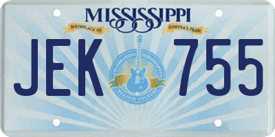 MS license plate JEK755