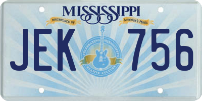 MS license plate JEK756