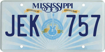 MS license plate JEK757