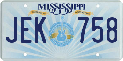 MS license plate JEK758