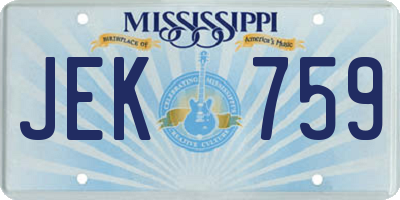 MS license plate JEK759