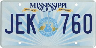 MS license plate JEK760