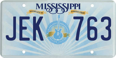 MS license plate JEK763