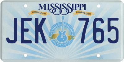 MS license plate JEK765