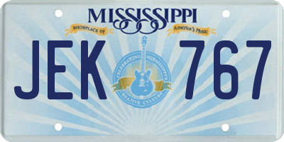 MS license plate JEK767