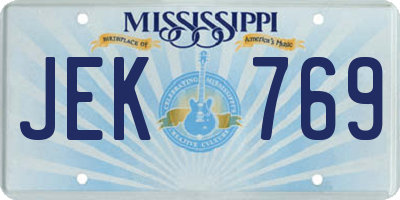 MS license plate JEK769