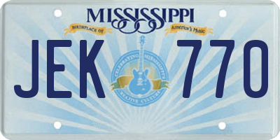 MS license plate JEK770