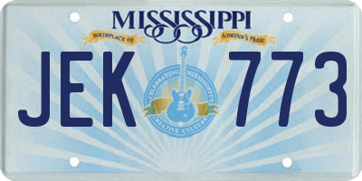 MS license plate JEK773