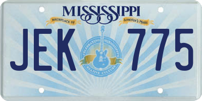 MS license plate JEK775