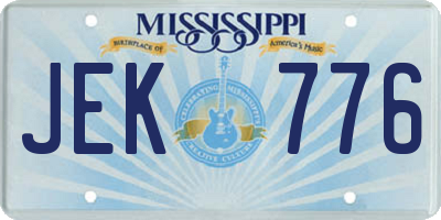 MS license plate JEK776