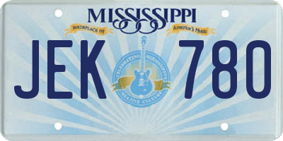 MS license plate JEK780
