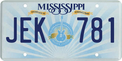 MS license plate JEK781