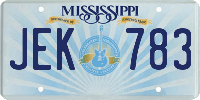 MS license plate JEK783