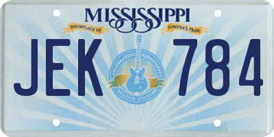 MS license plate JEK784