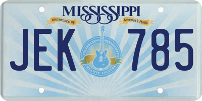 MS license plate JEK785