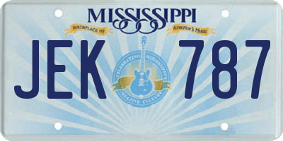 MS license plate JEK787