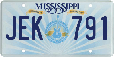 MS license plate JEK791
