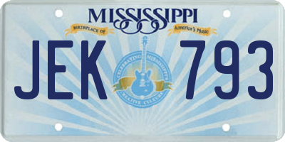MS license plate JEK793