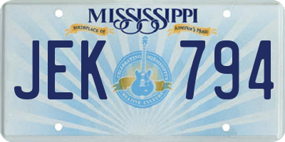 MS license plate JEK794