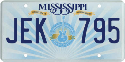 MS license plate JEK795