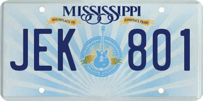 MS license plate JEK801