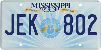 MS license plate JEK802