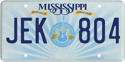 MS license plate JEK804