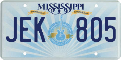 MS license plate JEK805