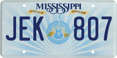 MS license plate JEK807