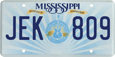 MS license plate JEK809