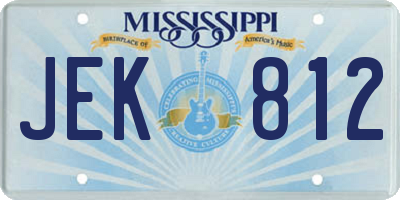 MS license plate JEK812