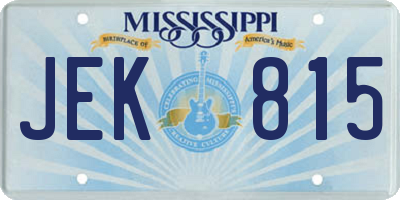 MS license plate JEK815