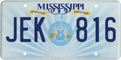 MS license plate JEK816