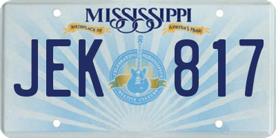 MS license plate JEK817