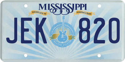 MS license plate JEK820