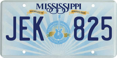 MS license plate JEK825