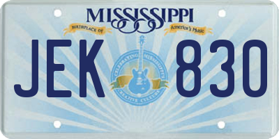MS license plate JEK830