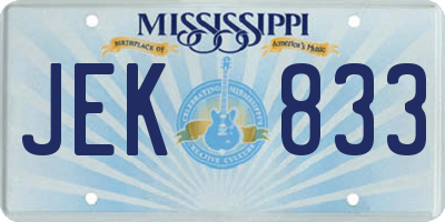 MS license plate JEK833