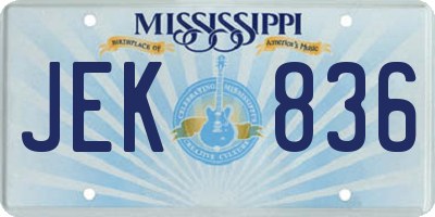 MS license plate JEK836