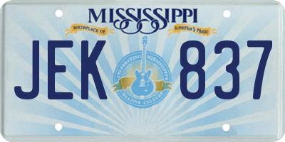 MS license plate JEK837
