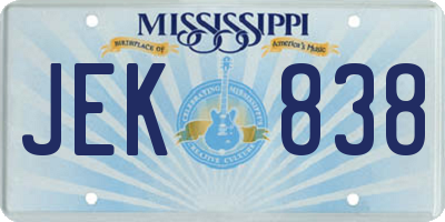 MS license plate JEK838