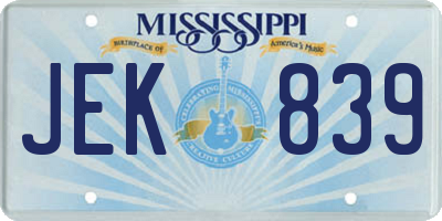 MS license plate JEK839
