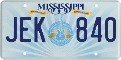 MS license plate JEK840