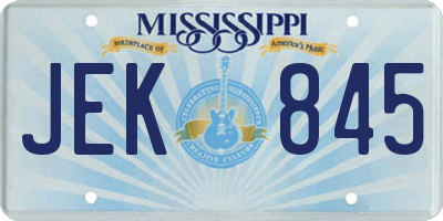 MS license plate JEK845