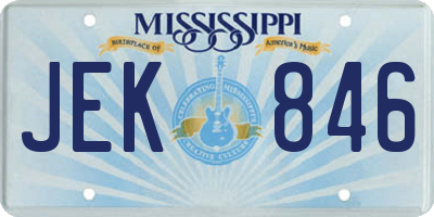 MS license plate JEK846