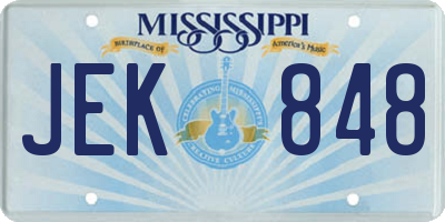 MS license plate JEK848