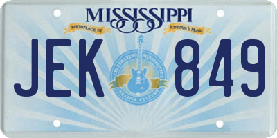 MS license plate JEK849