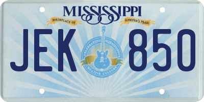 MS license plate JEK850