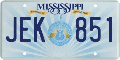 MS license plate JEK851